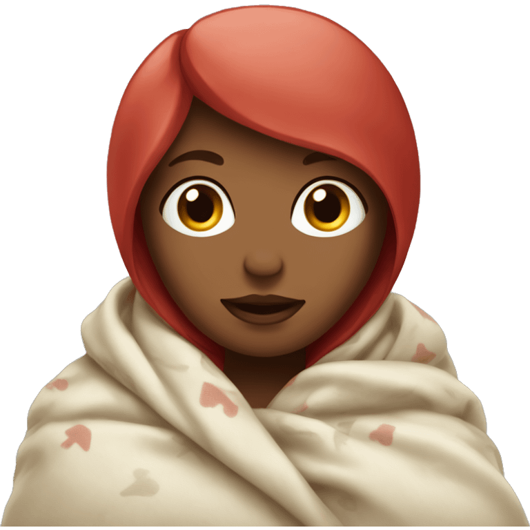 Woman with cherry hair in a blanket emoji