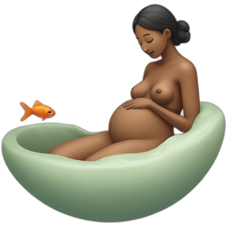 Woman birthing a fish emoji