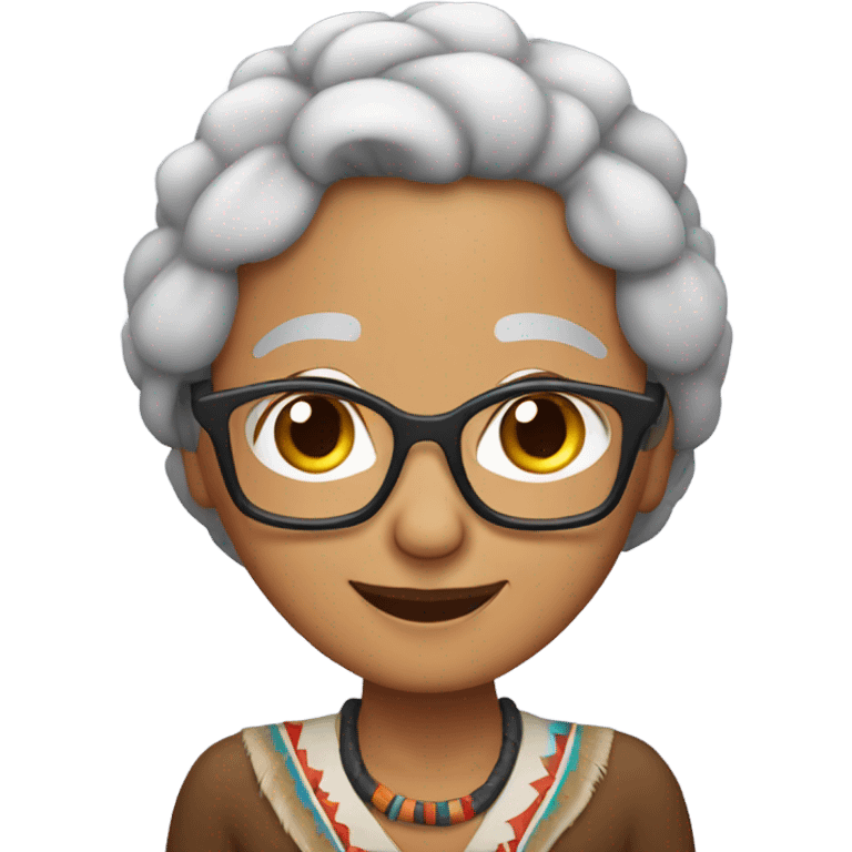 smiling elderly Native American woman with glasses emoji