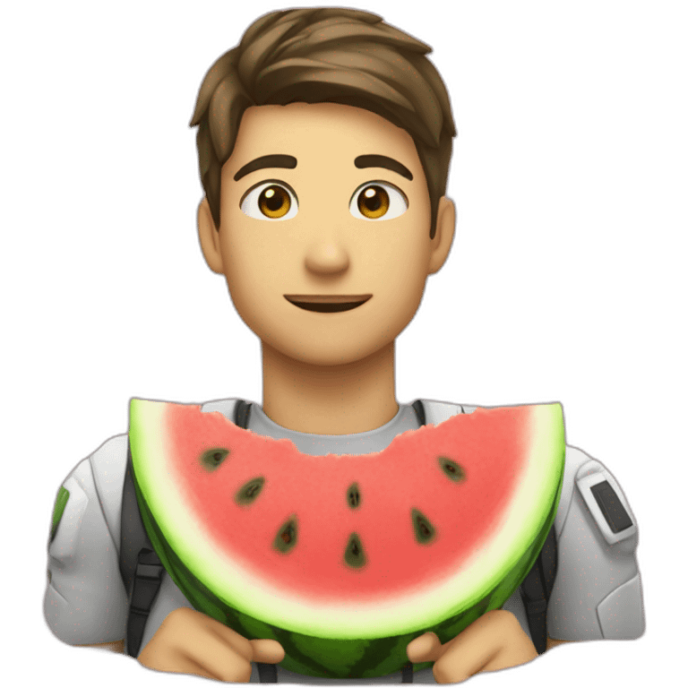 Eva unit 1 holding a watermelon emoji