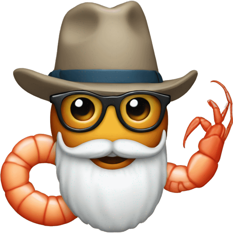 Shrimp with a beard, Texan hat and glasses  emoji