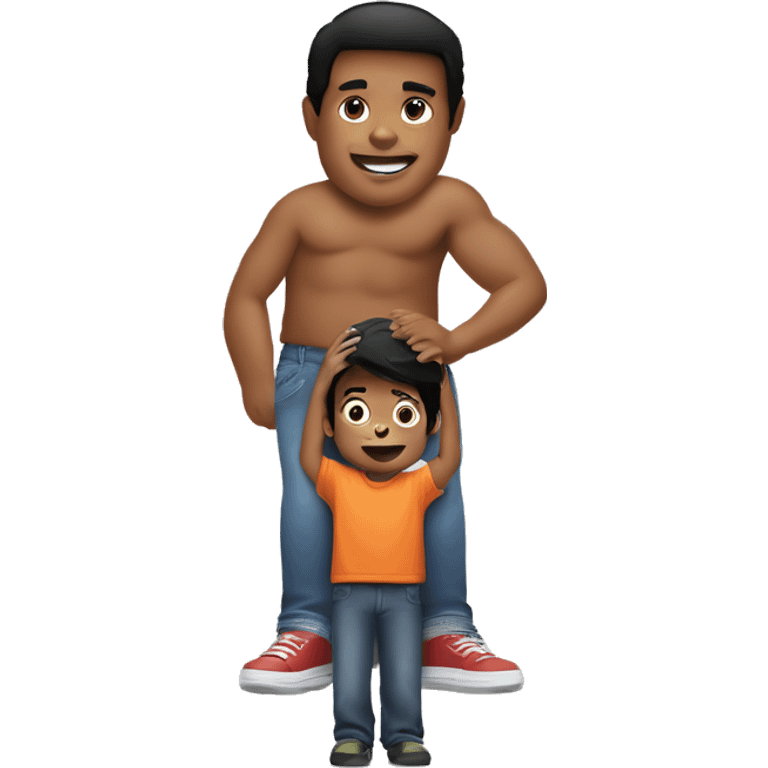 Une enceinte jbl being held by a young boy with straight black hair emoji