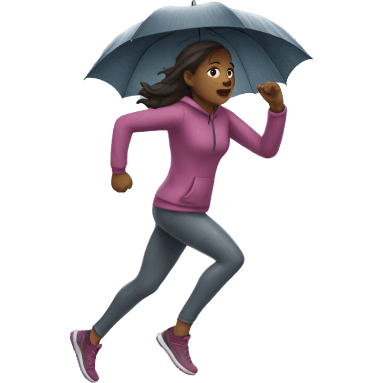 Girl running rainy day emoji