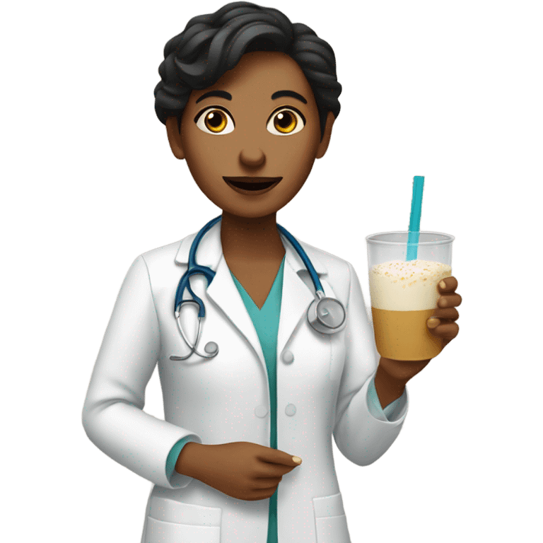 doctor with horchata in her hand emoji