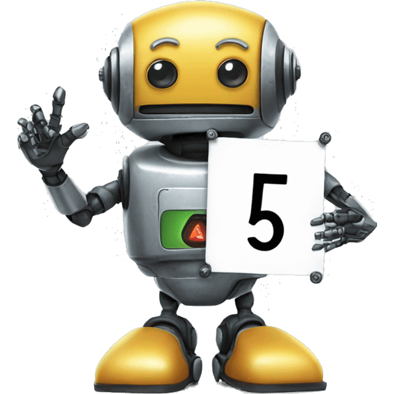 ROBOT HOLDING A SIGN WRITTEN NUMBER five emoji