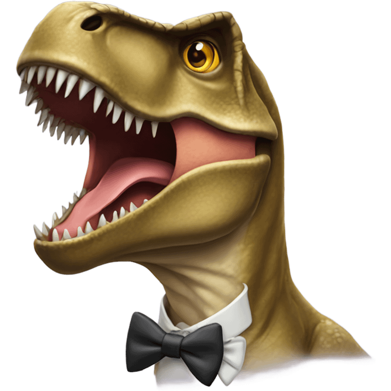 T-rex with bowtie friendly emoji