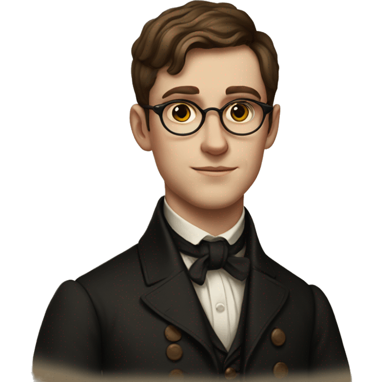 young victorian Man with round glasses, short brown hair emoji