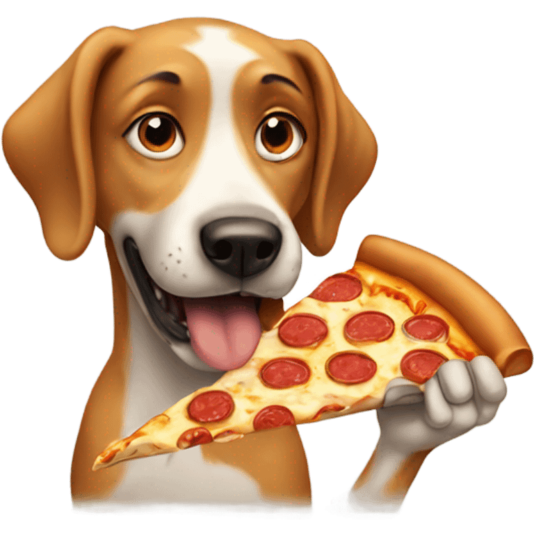 Dog eating pizza emoji