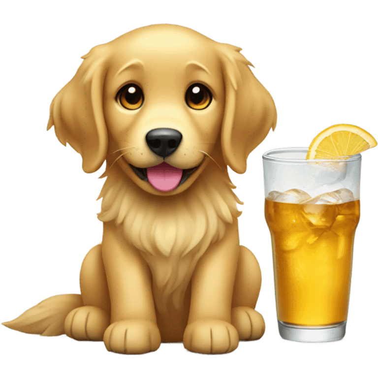 Golden retriever with a drink emoji