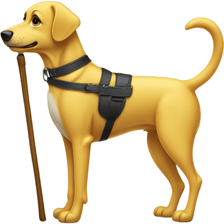 Yellow dog standing in tho paws with a cane for the blind emoji