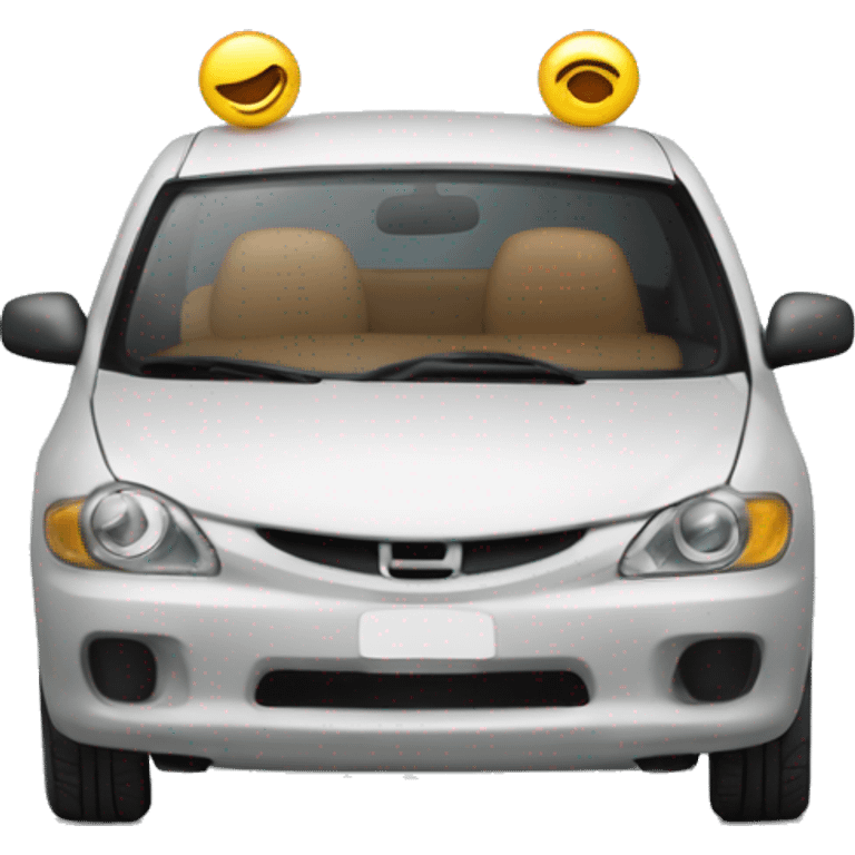 Car avec un fer à repasser tenu en l’air à côté de son oreille  emoji