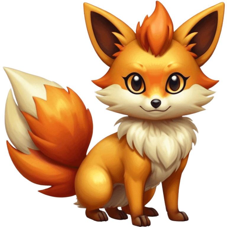 Shiny Dark Fennekin-Vulpix-fusion-hybrid full body emoji