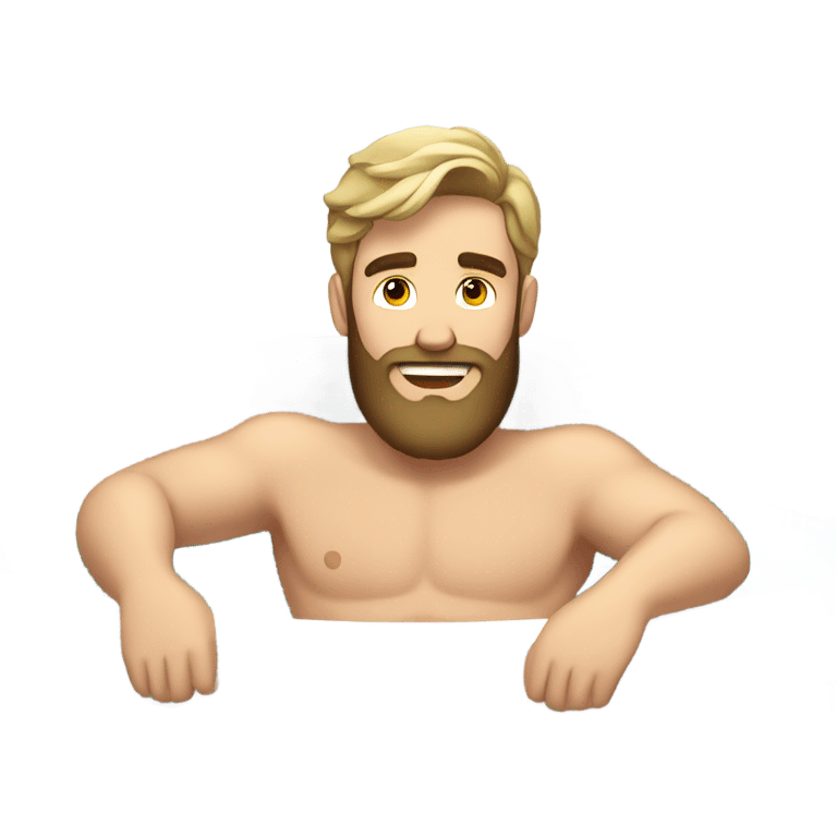 Handsome young bearded white man sitting in hot tub emoji