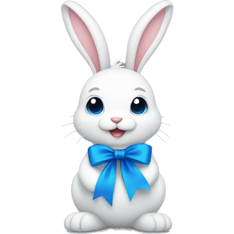 bunny with a blue ribbon  emoji