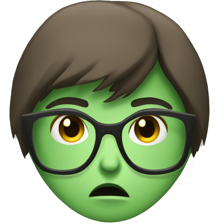 angry gir with bangs and glasses and  emoji