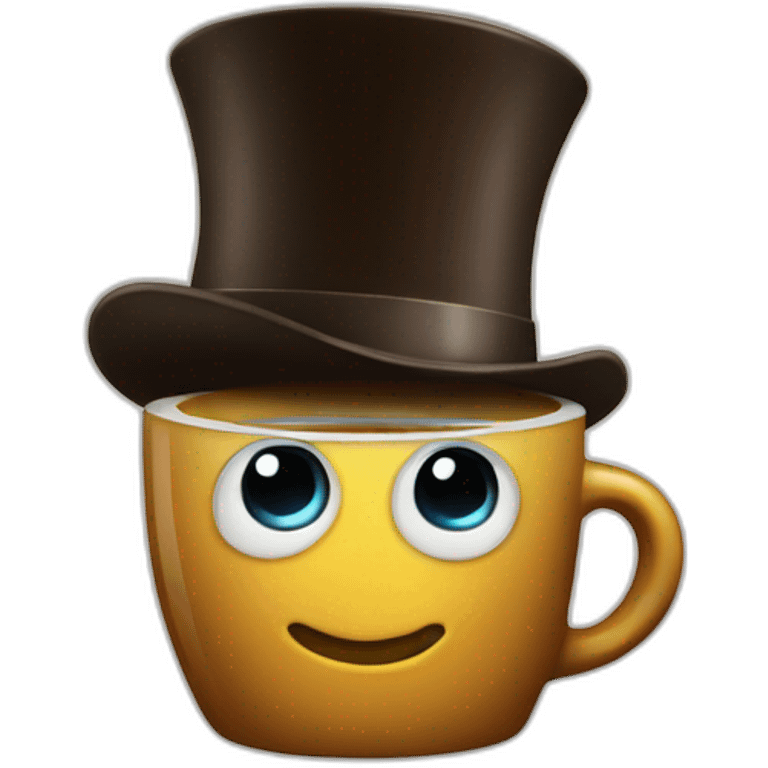 top hat drinking coffee emoji