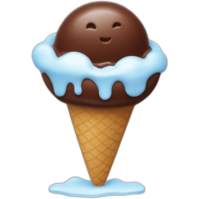 chocolate ice cream with a halo emoji