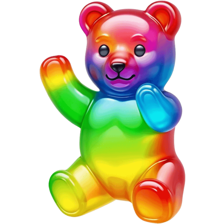 A neon rainbow gummy bear emoji