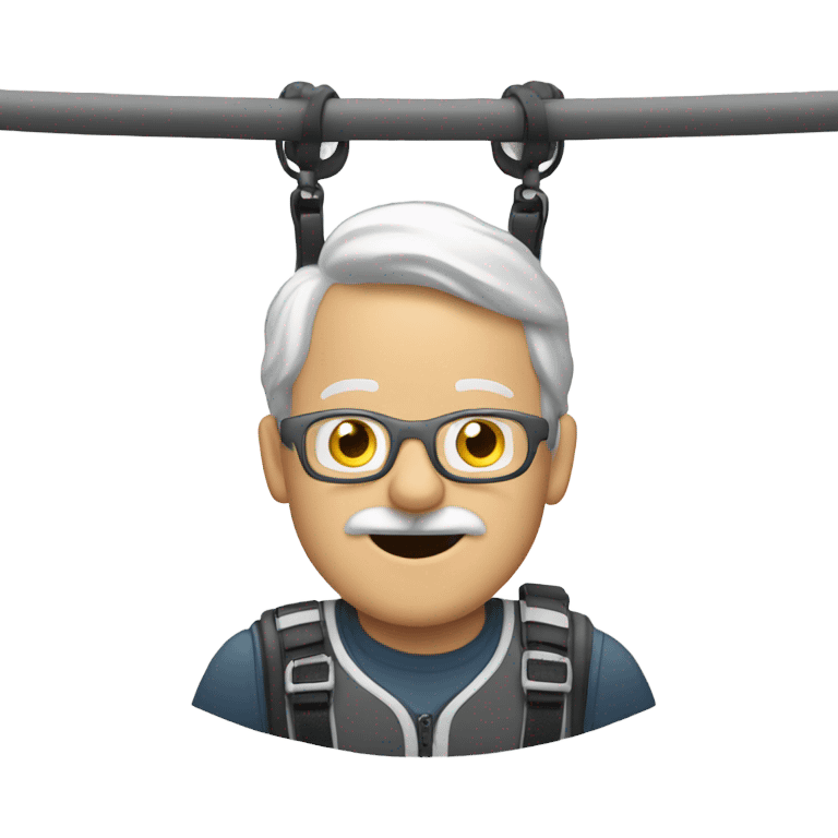 white man wearing glasses with gray mustache zip lining emoji