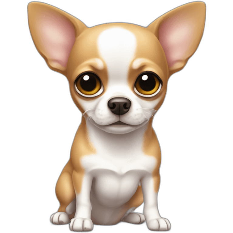 Chihuahua muy gordo y obeso blanco gracioso emoji