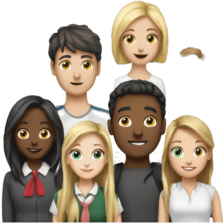 3 European students district lesson emoji