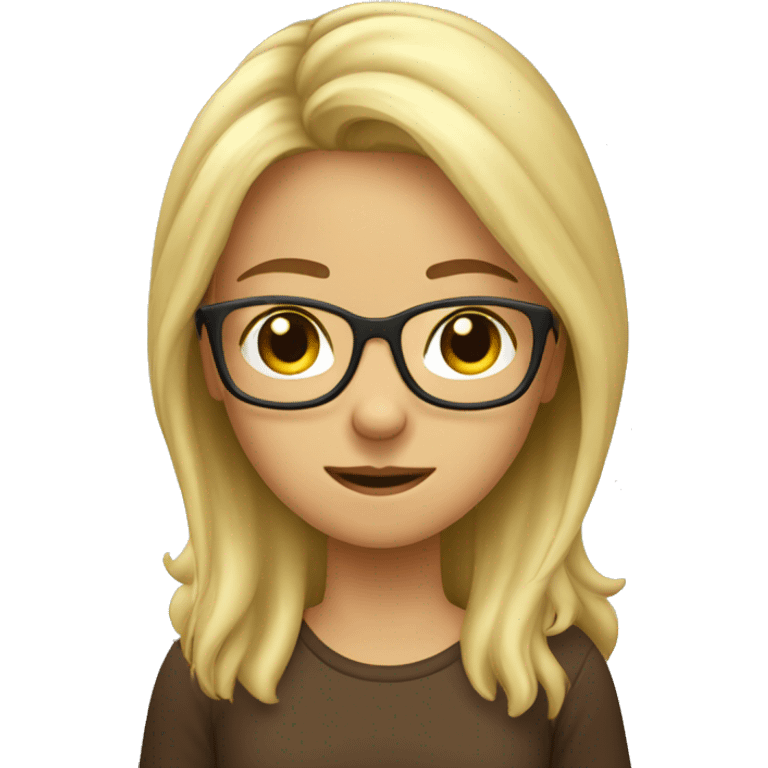 blond girl with brown glasses who make a dab emoji