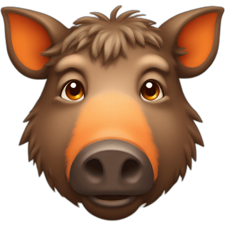 brown boar with orange cheeks emoji