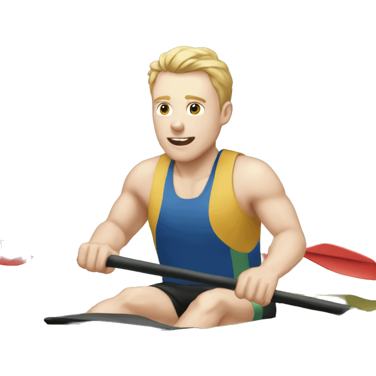 Male pale skin paddling a race SUo emoji