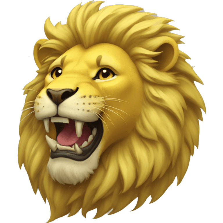 Yellow Lion with yellow heart roaring  emoji