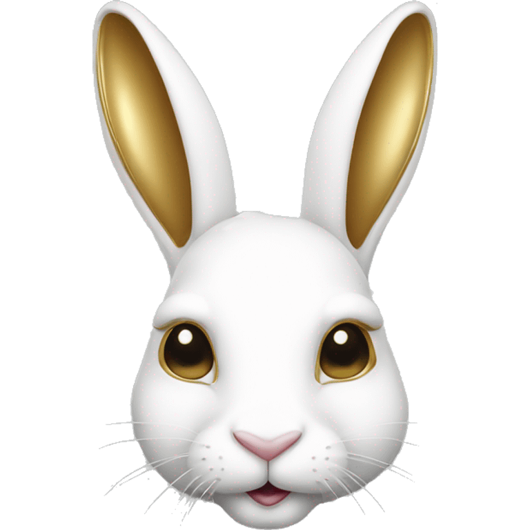 white rabbite face, luxury style, gold border emoji