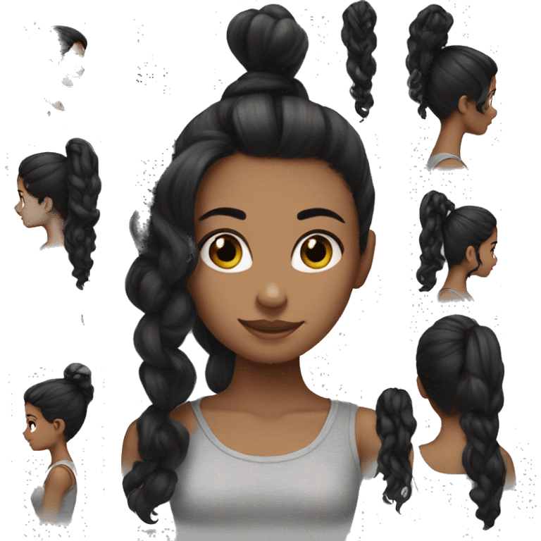 ponytail dark hair with a black  emoji