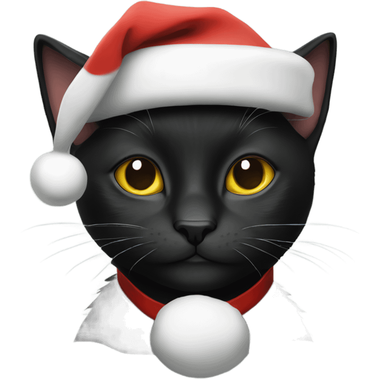 black cat with a santa hat emoji