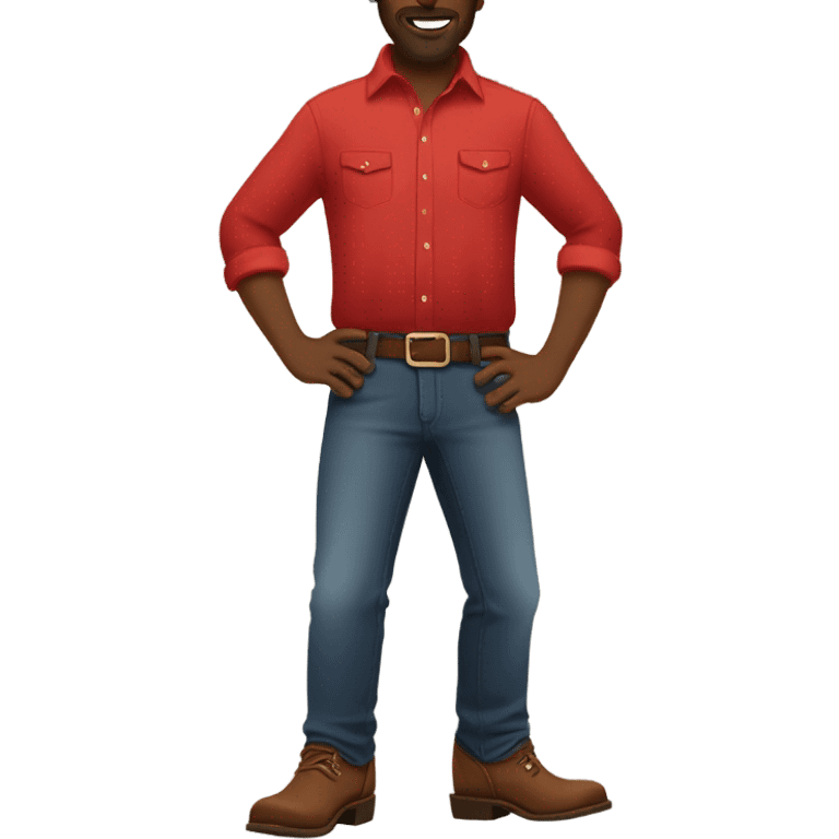 Edgar whith red bottoms and ariat shirt emoji