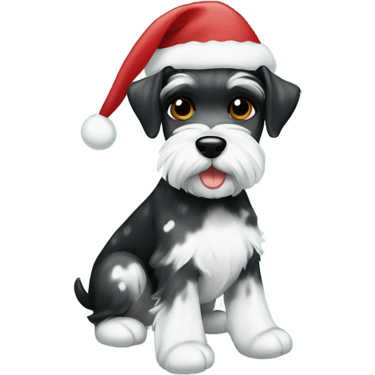 Spotted black and white schnauzer Christmas  emoji