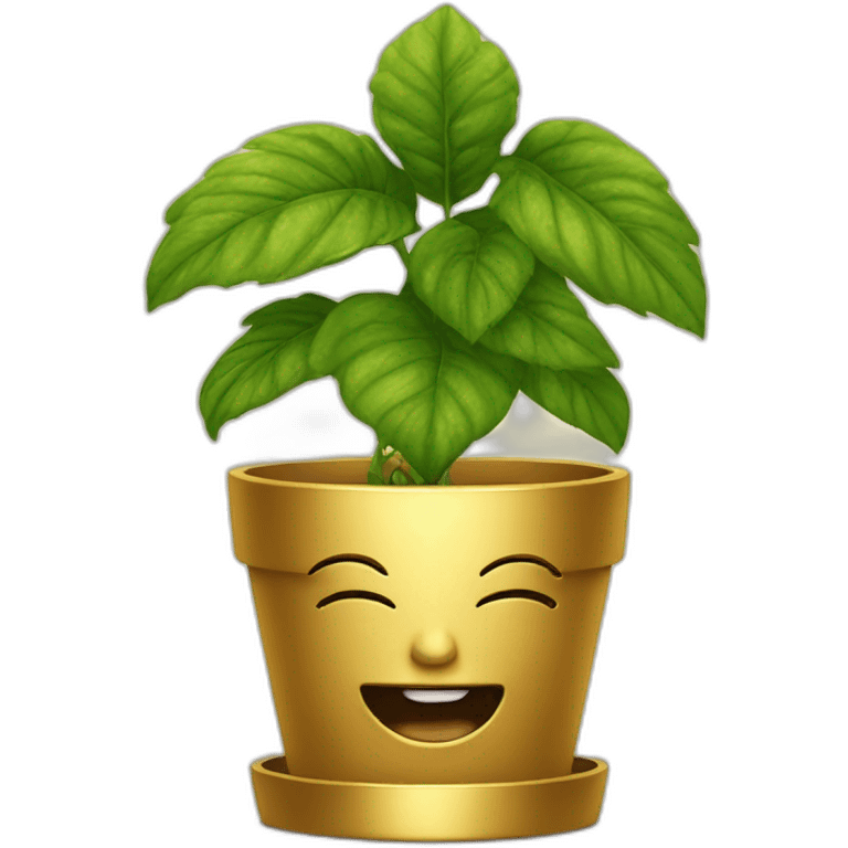 divine plant in a golden flower pot on a stand with four feer emoji