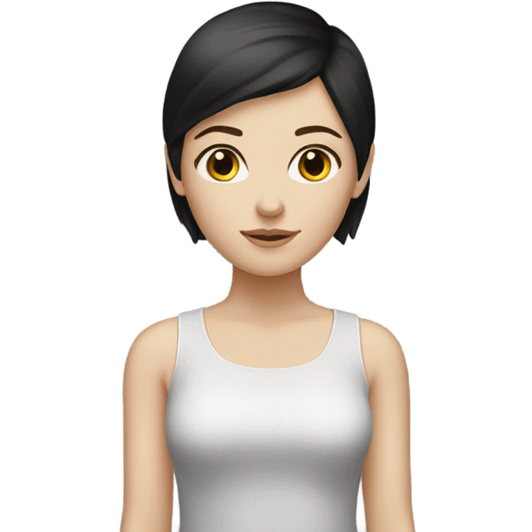 white girl has black, short hair. emoji