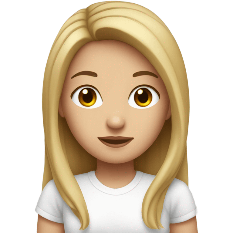 Brunette white girl in white t-shirt emoji