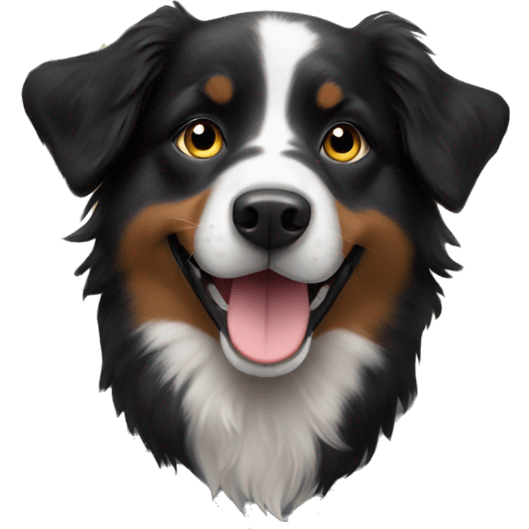 Small black australian shepherd dog moon emoji