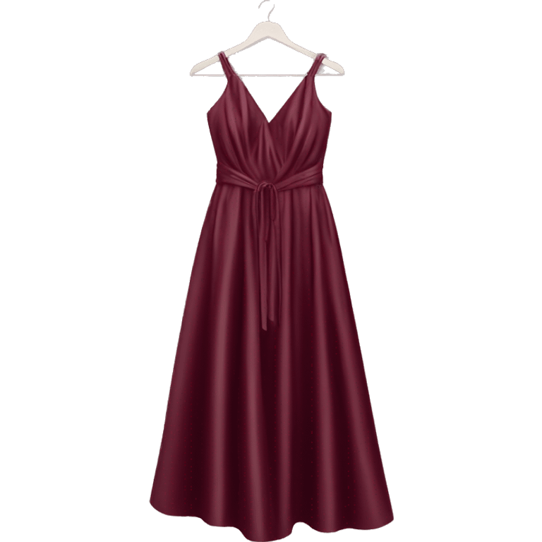 Luxury long sparkling silk dress in dark-cherry-Red-colour on hanger emoji