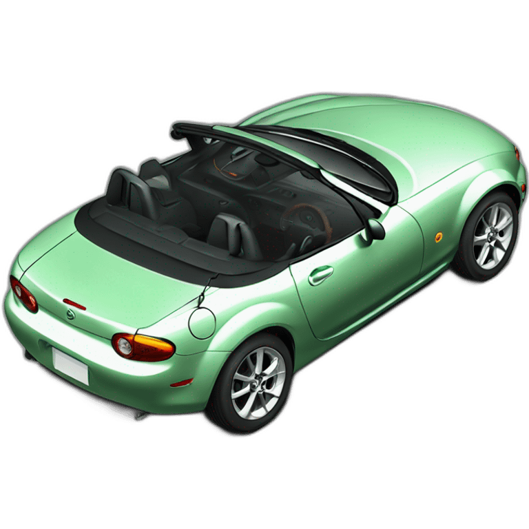 Mazda mx5 verte conduite par homme roux emoji