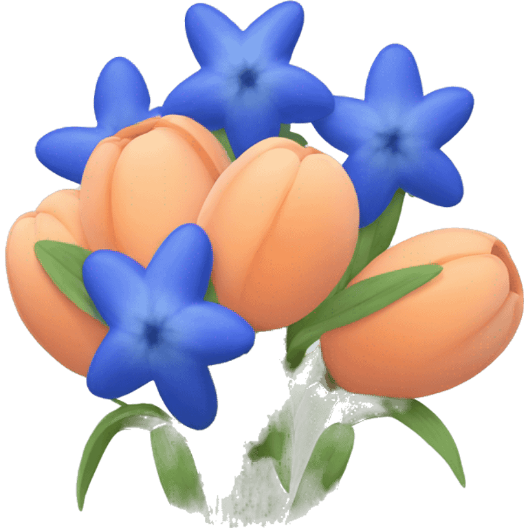 Blue bonnets and peach flower bouquet  emoji