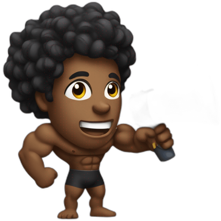 black bodybuilder with megaphone speaking emoji