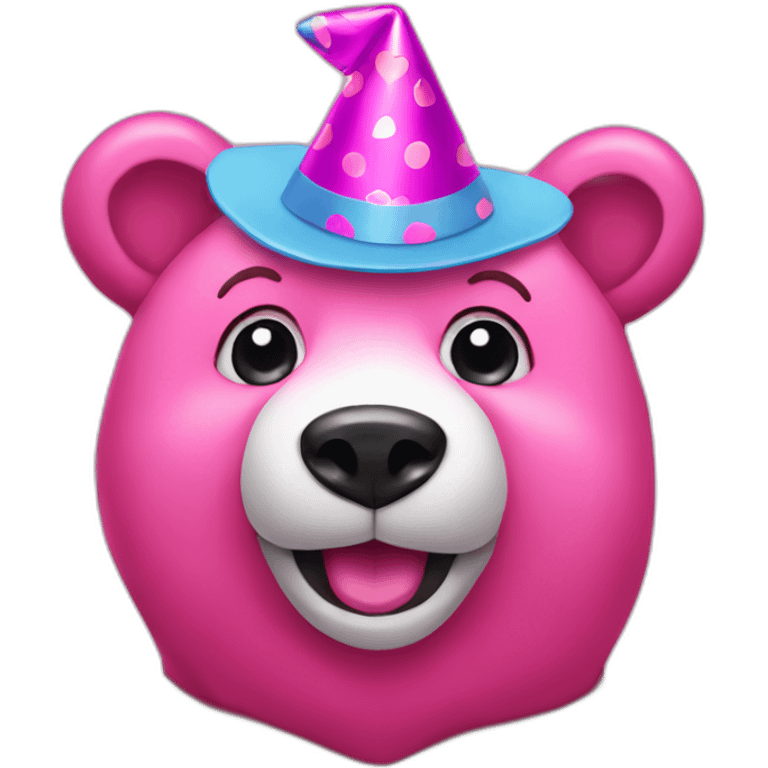 pink bear with heart eyes and party hat emoji