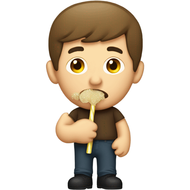 man using a small single straw to smell a pile of sugar emoji