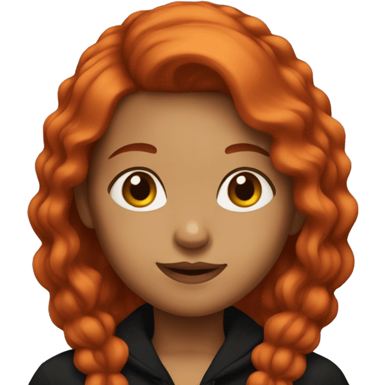 Girl with red hair wearing black  emoji