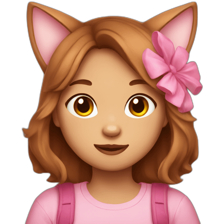 filipino pink cat girl with brown hair emoji