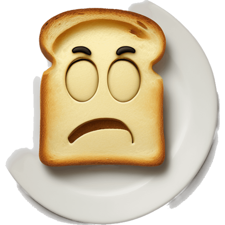 exaggerated sad expression features on a humanoid toast-face slice of sad toast emoji