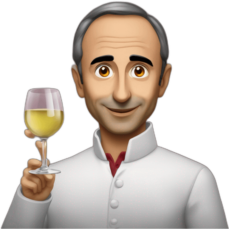 Eric zemmour with a class of wine emoji