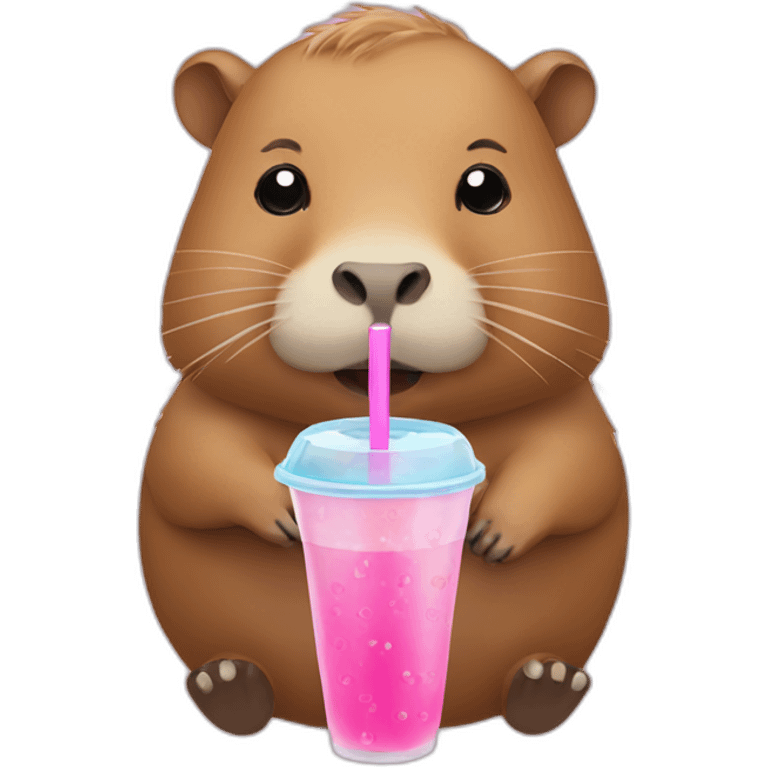 Capybara with bubble tea emoji