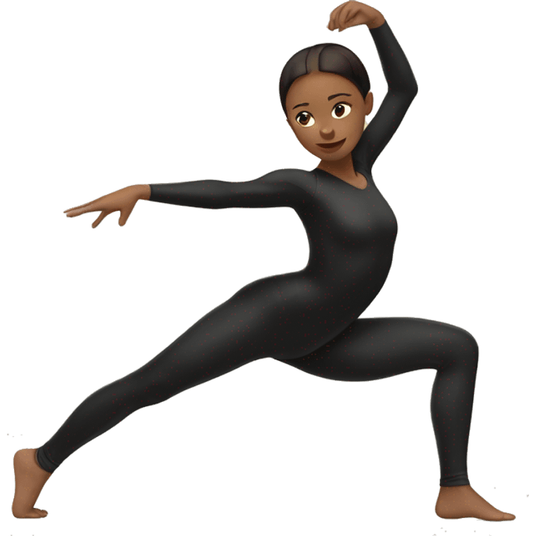 Girl in a black leotard doing a split emoji